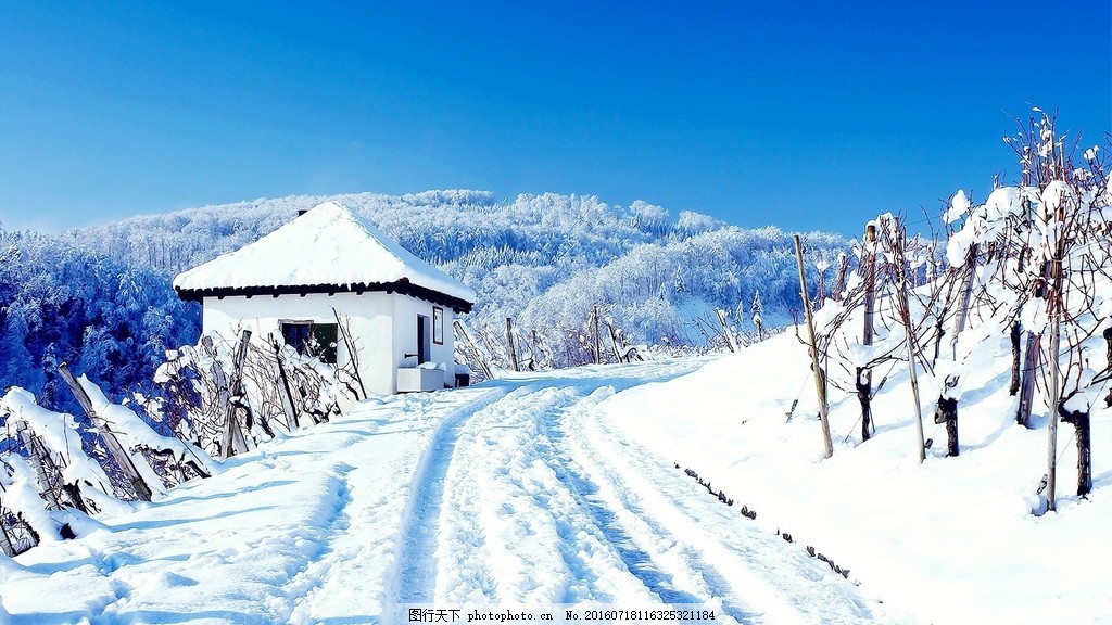 唯美雪景风景 唯美雪景风景高清图片素材下载 冬季 雪山 道路 房屋