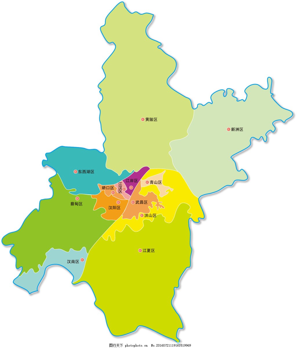 武汉市各区地图矢量