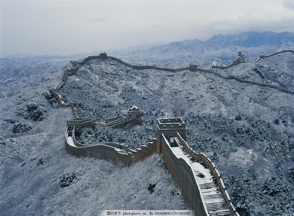 唯美万里长城雪景图片