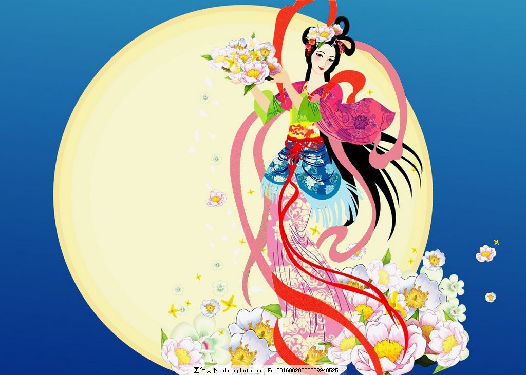 嫦娥奔月 仙女下凡 中秋海报图片