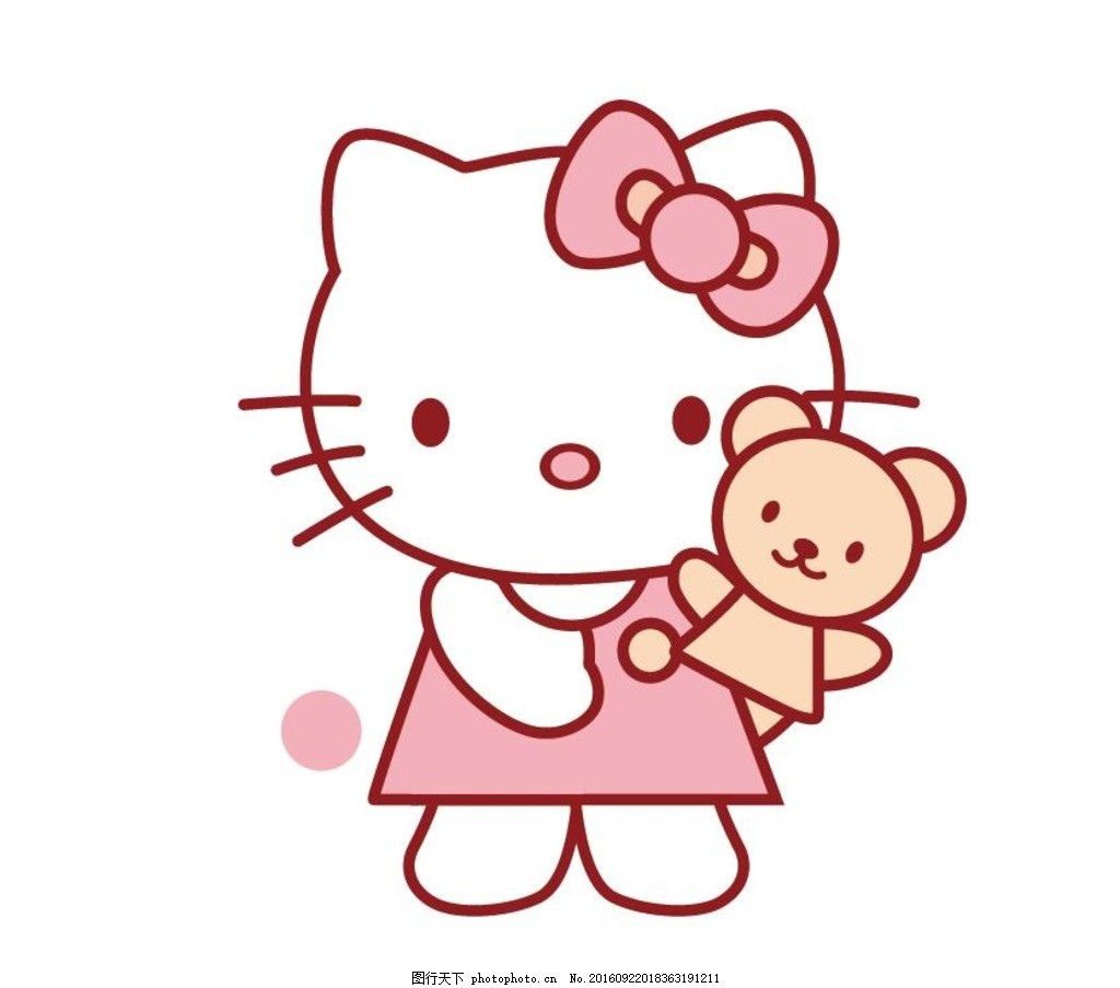 KT猫咪,可爱卡通蝴蝶结小熊动漫动画-图行天下图库