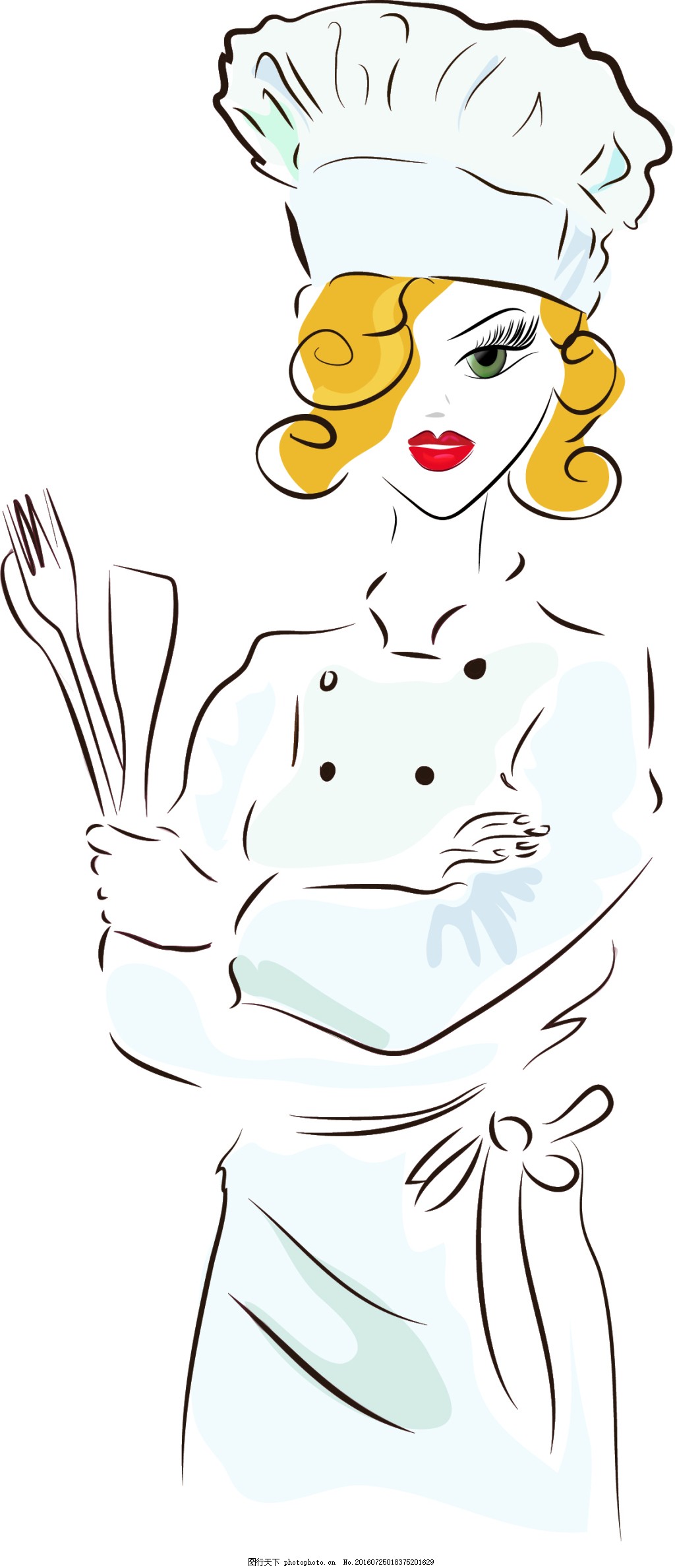 戴着厨师帽的女厨师卡通矢量图片素材-编号28440955-图行天下